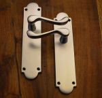 Victorian Scroll Satin Chrome Door Handles without Keyhole (M67SC)